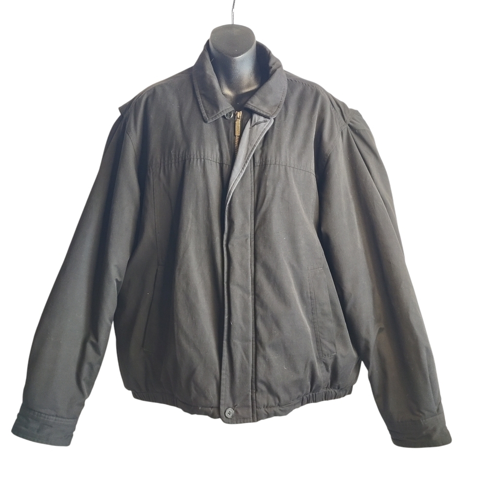 Covington Man's Black ZIP Up Quilted Bomber Jacket Size Large